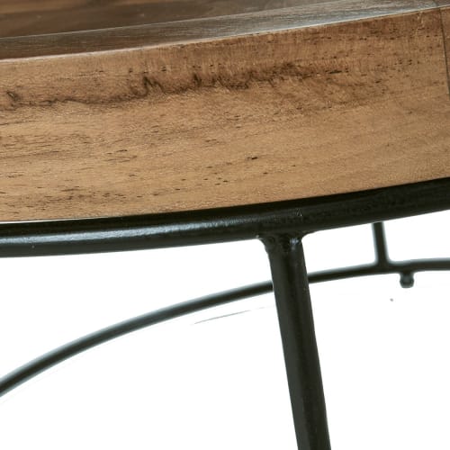 Meubles Tables basses | Table basse ronde en teck et métal - HC02694