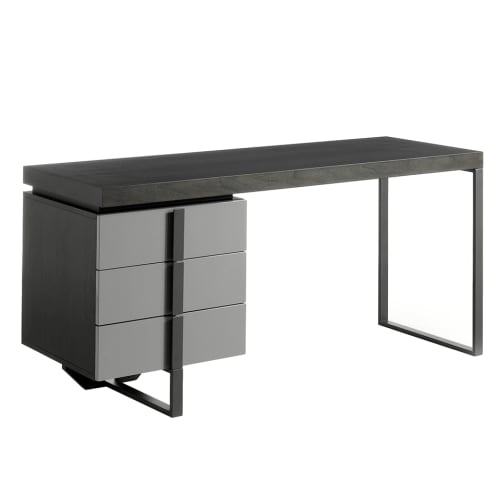 Meubles Bureaux et meubles secrétaires | Bureau placage wengé avec façades laquées en Tinto Brillo ral 7037 - WZ37252