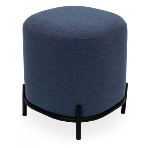Canapés et fauteuils Poufs | Pouf rond en tissu pieds métal bleu - FF10229