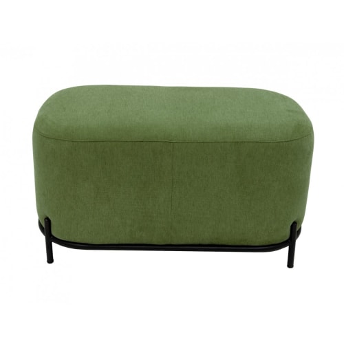 Canapés et fauteuils Poufs | Grand pouf rond en tissu pieds métal vert - XF48772