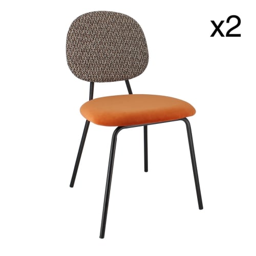 Meubles Chaises | Lot de 2 chaises en velours terracotta pieds en métal noir - UR08126