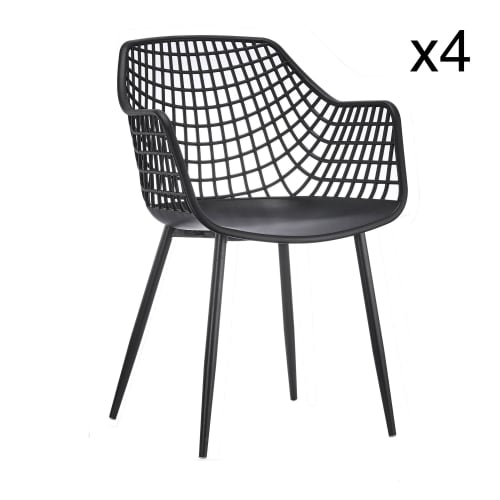Canapés et fauteuils Fauteuils | Lot de 4 fauteuils de table noirs - IU08365