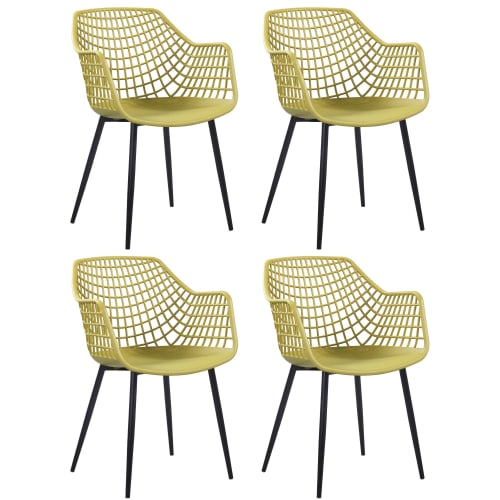 Canapés et fauteuils Fauteuils | Lot de 4 fauteuils de table jaunes - SE51894