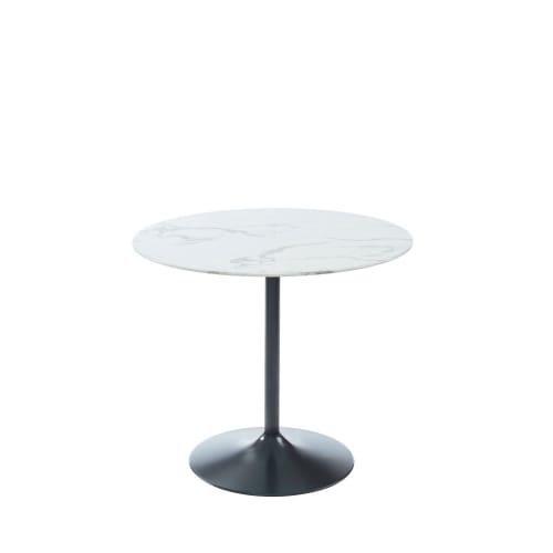 Table de bistrot ronde verre et métal noir blanc | Maisons du Monde
