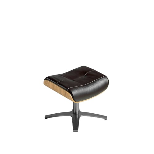 Canapés et fauteuils Fauteuils | Repose pied cuir de vachette marron et base en acier gris anthracite - SO38098