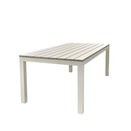 Jardin Tables de jardin | Table de jardin en aluminium blanc et gris 8 places - IA31924
