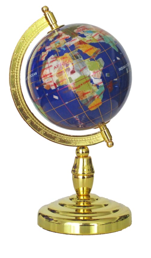 Déco Globes | Globe sur 1 pied en pierres fines bleu lapis - TL35568