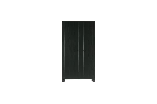 Meubles Armoires | Armoire 2 portes en pin brossé noir - IK77944