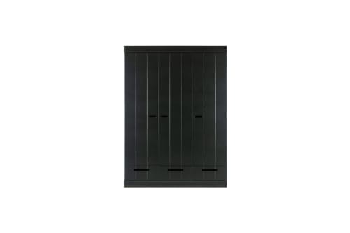 Meubles Armoires | Armoire vestiaire 3 portes  et  3 tiroirs noir - TJ15274