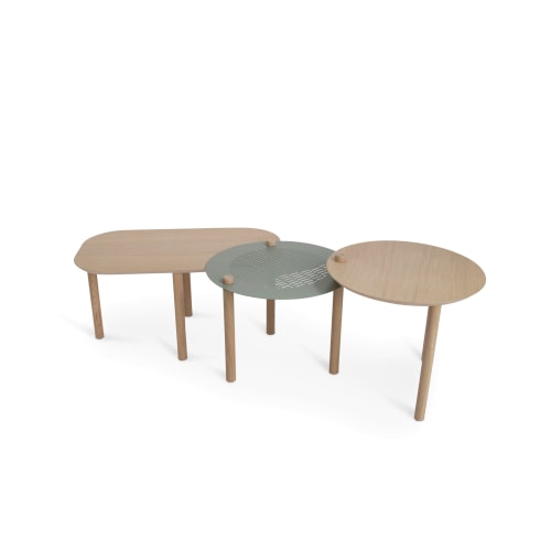 Meubles Tables basses | Table basse chêne et métal vert - XW21268