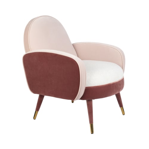 Canapés et fauteuils Fauteuils | Fauteuil en velours et tissu rose - IR09318