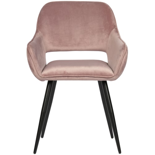 Meubles Chaises | Lot de 2 fauteuils de table en velours rose - SE22011