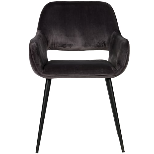 Meubles Chaises | Lot de 2 fauteuils de table en velours gris - KK47301