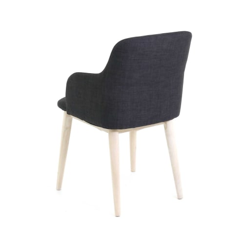 Canapés et fauteuils Fauteuils | Fauteuil en tissu gris foncé piétement placage chêne - ZO45027