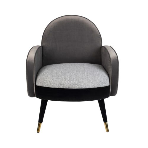 Canapés et fauteuils Fauteuils | Fauteuil en velours et tissu gris - NZ91474