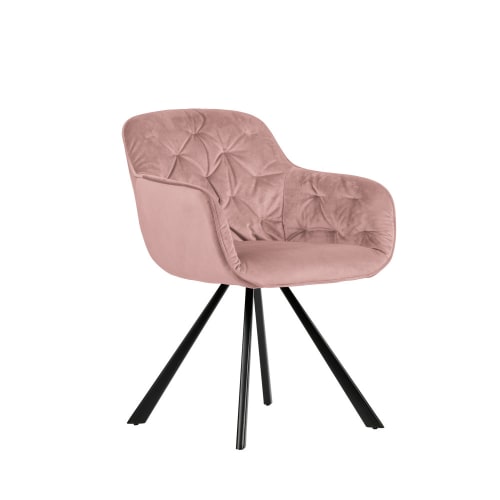 Canapés et fauteuils Fauteuils | Fauteuil de table en velours vieux rose - KC21816