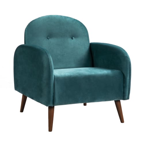 Canapés et fauteuils Fauteuils | Fauteuil en velours bleu canard - VZ22169