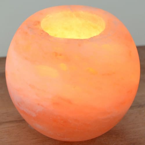 Décoration de table Lot de 4 Orange Lampe de nuit lumineuse et attrayante DIECH Bougie en cristal de lHimalaya en sel de roche en cristal de lHimalaya Photophore minéral naturel 