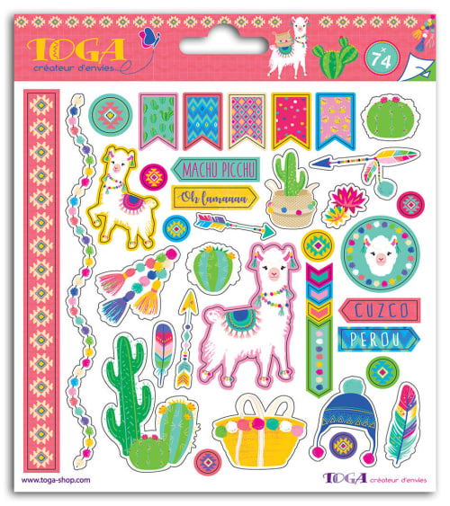 Déco Plaques et lettrages | Lot de 74 stickers oh lama - WU54794