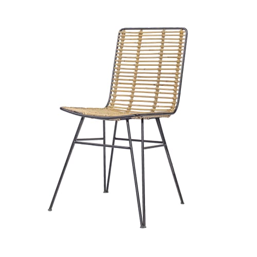 Meubles Chaises | Chaise de salon en rotin et métal - SX21284