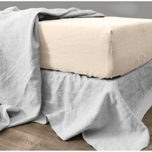 Ropa de hogar y alfombras Sábanas bajeras | Sàbana bajera de cambray de lino crema de 140x190x30 - AR45018