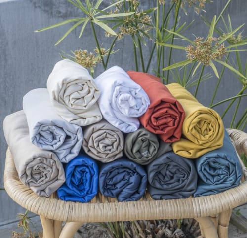 Ropa de hogar y alfombras Sábanas bajeras | Sàbana bajera de satén de algodón terracota de 180x200x40 - QQ56084