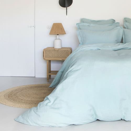 Ropa de hogar y alfombras Sábanas bajeras | Sàbana bajera de lino lavado azul aqua de 160x200x30 - AR85081