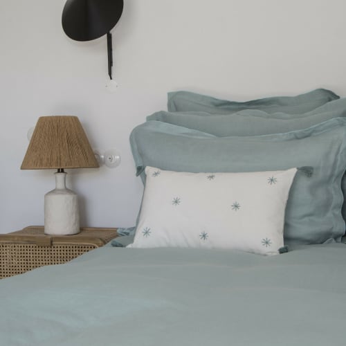 Ropa de hogar y alfombras Sábanas bajeras | Sàbana bajera de lino lavado azul aqua de 160x200x30 - AR85081