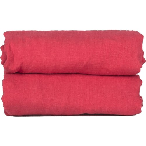 Ropa de hogar y alfombras Sábanas bajeras | Sàbana bajera de lino lavado rosa frambuesa de 140x190x30 - BK08487