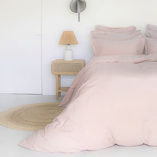 Ropa de hogar y alfombras Sábanas bajeras | Sàbana bajera de lino lavado rosa viejo de 180x200x40 - WT08128