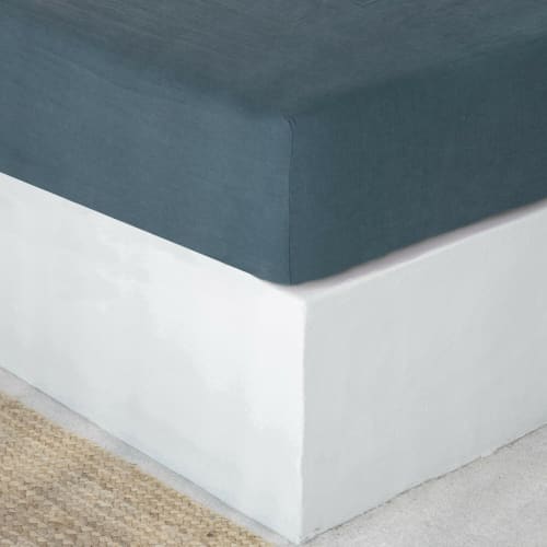 Ropa de hogar y alfombras Sábanas bajeras | Sàbana bajera de lino lavado azul de Prusia de 200x200 - GN61213