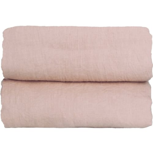 Ropa de hogar y alfombras Sábanas bajeras | Sàbana bajera de lino lavado rosa viejo de 140x190x30 - VM25548