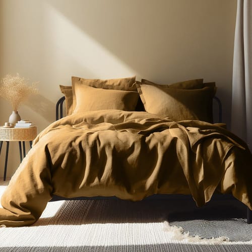 Ropa de hogar y alfombras Sábanas bajeras | Sàbana bajera lino lavado color bronce de 180x200x40 - NT66182