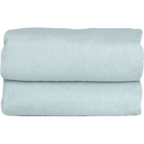 Ropa de hogar y alfombras Sábanas bajeras | Sàbana bajera de lino lavado azul aqua de 140x190x30 - IL52222