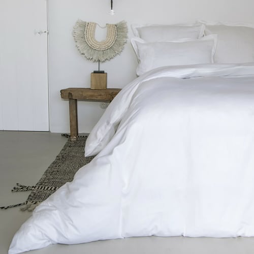 Ropa de hogar y alfombras Sábanas bajeras | Sàbana bajera de satén de algodón blanco de 140x190x30 - UK79092