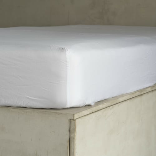 Ropa de hogar y alfombras Sábanas bajeras | Sàbana bajera de satén de algodón blanco de 140x190x30 - UK79092