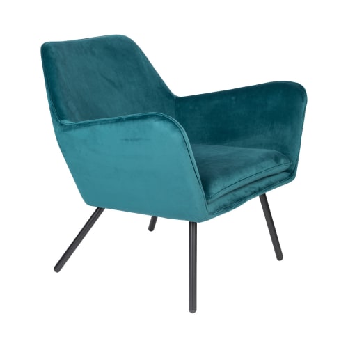 Canapés et fauteuils Fauteuils | Fauteuil lounge en velours bleu pétrole - AZ93712