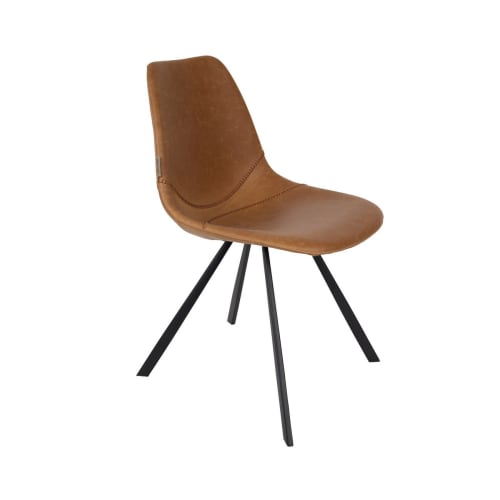 chaise design de repas aspect cuir marron vintage franky maisons du monde