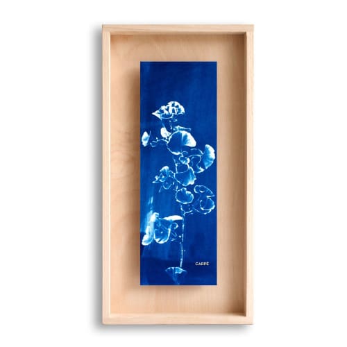 Déco Toiles et tableaux | Cadre en bois cyanotype gingko 40x20cm - XK25675