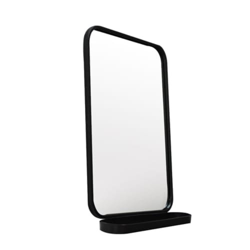 Déco Miroirs | Miroir avec étagère en métal noir 51x78 - BH76882