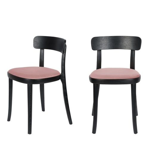 Meubles Chaises | Lot de 2 chaises en velours et bois rose - UJ63342