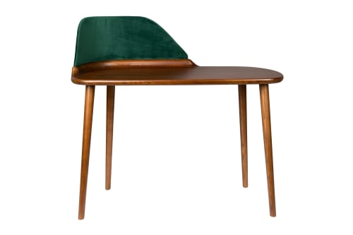 Meubles Bureaux et meubles secrétaires | Bureau en bois et velours vert forêt - JQ38916