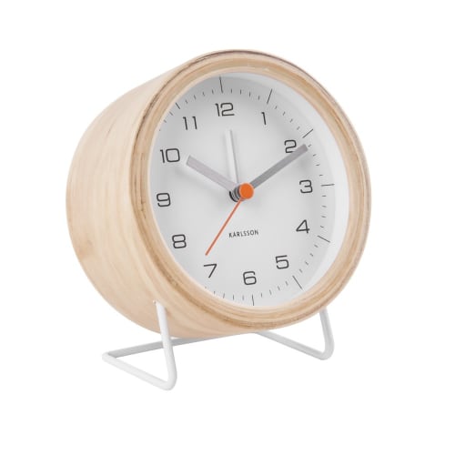 Déco Horloges murales et horloges à poser | Réveil design en bois blanc - WB55687
