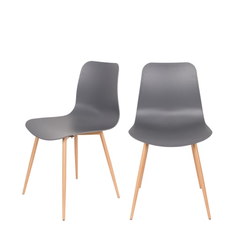 Meubles Chaises | Lot de 2 chaises en résine gris - CM91819