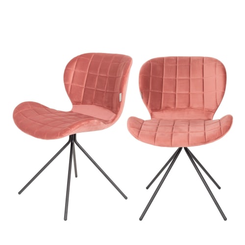 Meubles Chaises | 2 chaises velours rose - JX19497