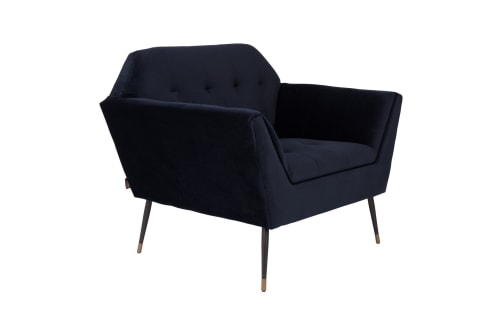 Canapés et fauteuils Fauteuils | Fauteuil lounge velours bleu - EV18979