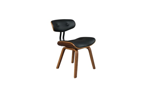 Meubles Chaises | Chaise en bois marron et simili noir - KI25217