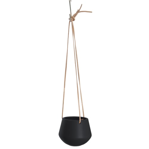Déco Jarres et cache-pots | Vase à suspendre en céramique noire - XR03116