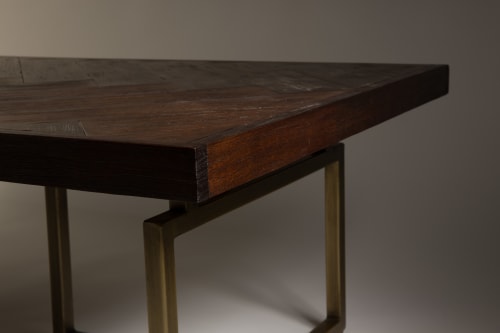 Meubles Tables basses | Table basse design bois et laiton bois foncé - XX55594