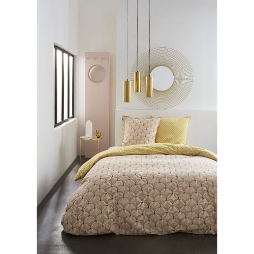 Parure De Housse De Couette Bouton Coton Orange 240x260 Cm Gracia Maisons Du Monde